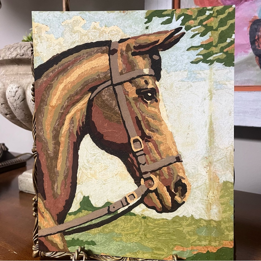 Elegant Horse Print from Vintage paint by number